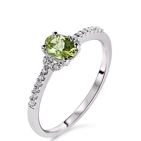 Lugaro Jewelry - 💚💎10K White Gold Diamond & Peridot Ring. US 6 Band size. NWT.